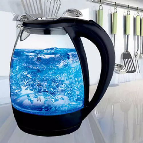 Bouilloire en verre en acier inoxydable | 2200 W | 1,7 l | Filtre  anti-calcaire | Sans BPA | Éclairage LED bleu | 360 degrés | Kettle |  Bouilloire 
