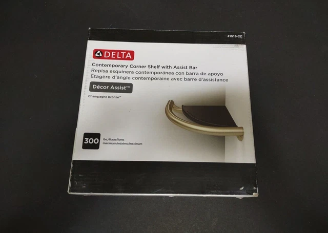 Estante Delta Corner 8-3/4 in. Champagne bronce metálico montado en pared 41516-CZ