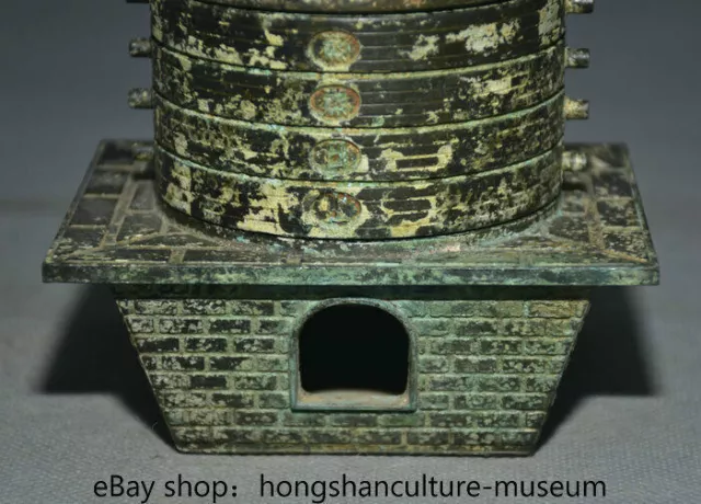 4.4" Old Chinese Rare Bronze Dynasty Incense Burner Censer Incensory Thurible 3