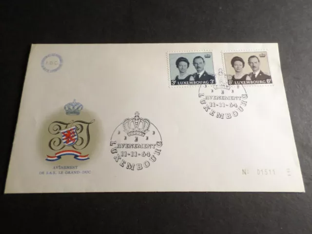 Luxembourg 1964 Fdc 1° Jour Avenement Grand Duc, Celebrite' Royautes'