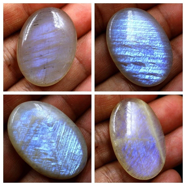 Pierre De Lune Arc-en-ciel Naturelle Facettée 2,30 Ct - Forme Poire Bleue Flashy