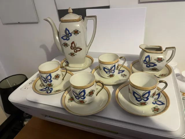 Vintage Japanese hand painted  eggshell porcelain 12  Piece coffee/tea set