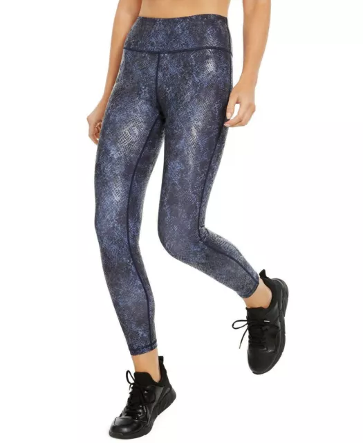 Ideology Pants Printed Shiny Python Leggings Mid Rise Navy Blue XL NEW NWT 517