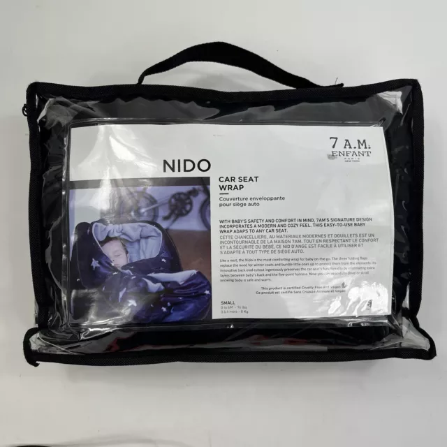 7 AM Enfant Nido Car Seat Wrap Black Size Small Stroller Swaddle 0-6 Months