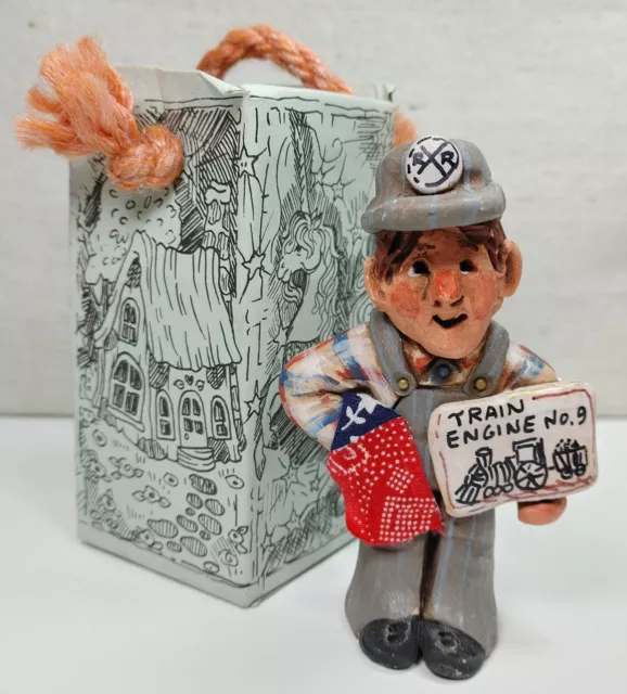 Enchanted Realm Art By P Lane Diaz Train Conductor Engine No 9 Signed Figurine