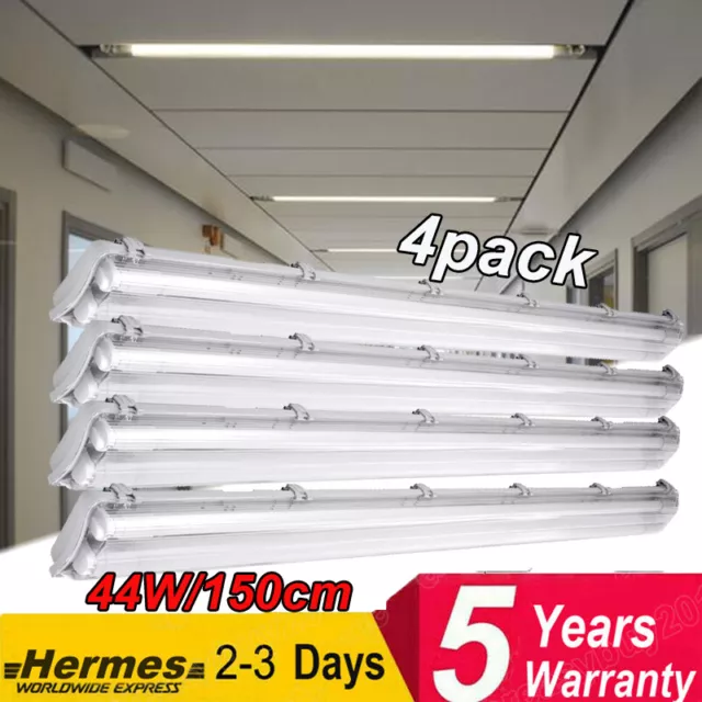 4Pack LED Strip Lights Batten Tube Light Office 5FT 44W Shop Garage Ceiling Lamp