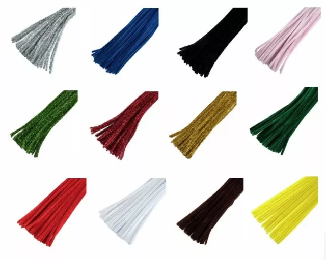 Trimits Chenille Craft Pipe Cleaners 30cm x 6mm - Plain x 30 or Glitter x 20