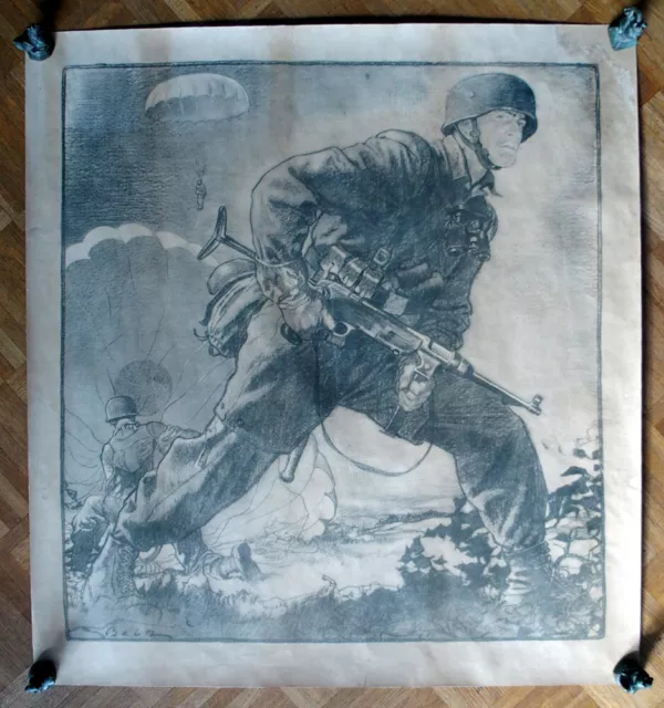 Andruck des Anwerbeplakats der Fallschirmjäger aus den 1940er Jahren – selten!