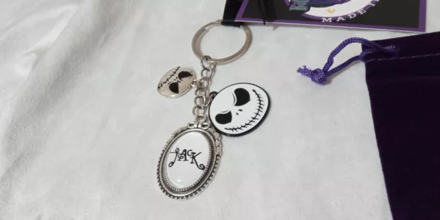 Nightmare Before Christmas Jack Hand Crafted Goth Key Chain Key Ring Gift Pouch