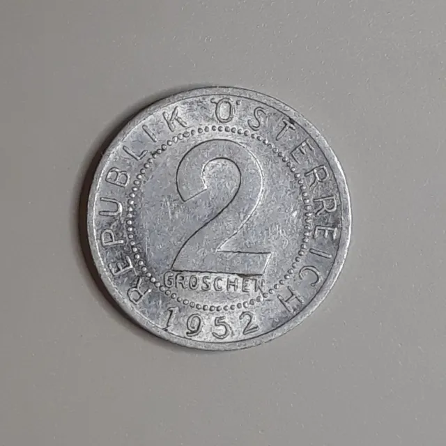 Coin Austria	1952	2 groschen	Second Republic	Aluminium (310)