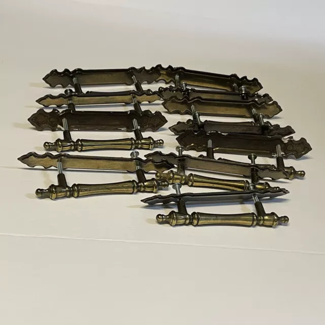 11 Vintage Brass Drawer Pulls Desk Dresser Cabinet Door Classic Gold Hardware