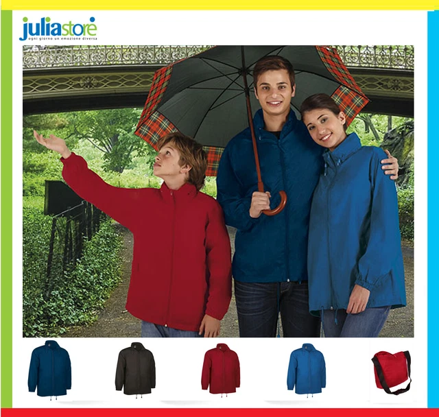 K way Giacca A Vento Impermeabile Anti Pioggia Con Cappuccio Kway Uomo Donna
