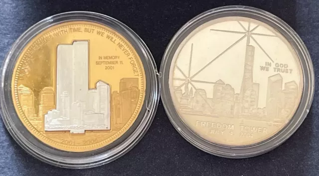 2004 $1 World Trade Center Coin RECOVERY SILVER And 2001-2006 Twin Towers Medal