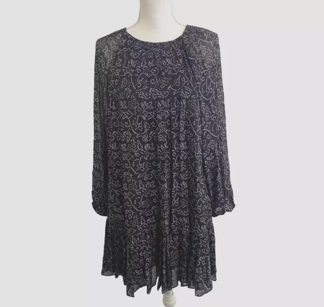 Ulla Johnson Womens Sz 8 Silk Dress Lined Black Ruffle Pleated Open Back Tassel