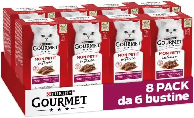 Purina Gourmet Cibo Umido per Gatti con Manzo Vitello e Agnello 48 Buste da 50g