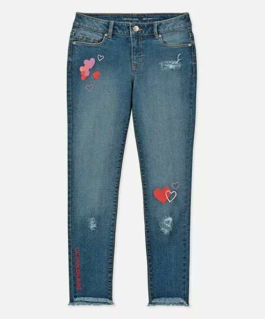 new CALVIN KLEIN girls SKINNY ANKLE JEANS sz 10 years denim pants Azure Haze