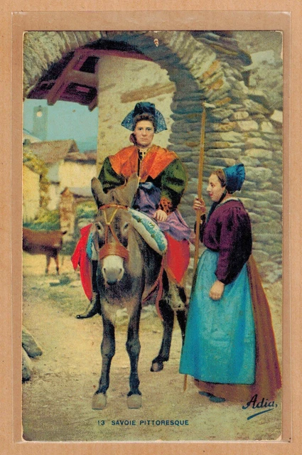 Cpa costumes de Savoie - vallée de Bessans âne types tp0562