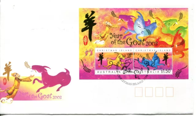 2003 Christmas Island Year of The Goat (Mini Sheet) FDC