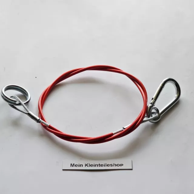 Abreißseil Stahlseil Fangseil 1m mit Karabiner & Ring Anhänger