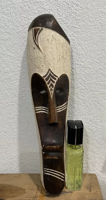 African Tribal Face Mask Wood Hand Carved Vintage Wall Hanging Fang Gabon Style