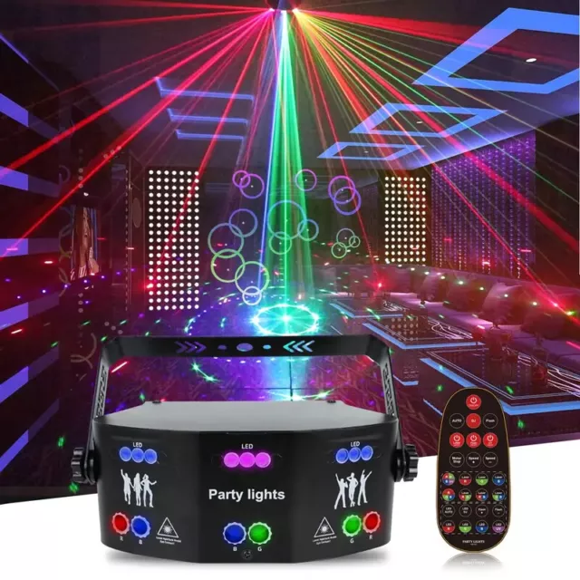 Laser LED Light Remote 15-EYE RGB DMX Scan Projector Strobe DJ Stage Lights