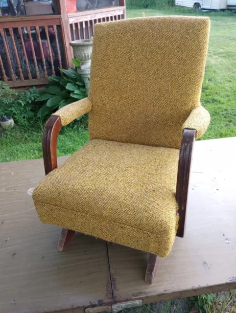 Mid Century Childrens Upholstered Platform Danish Style Rocking Chair