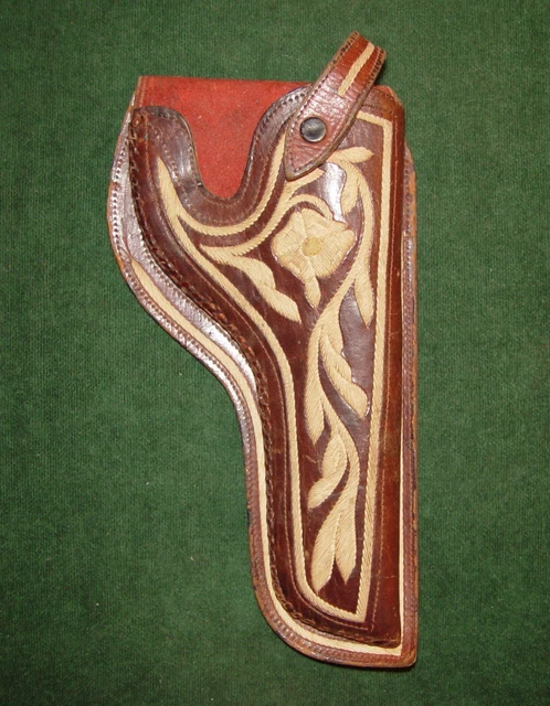 Antique Mexican Revolution Suede Lined Piteado Holster - fits Colt New Army ?
