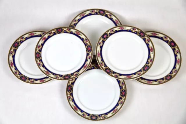 6 Assiettes à Dessert Porcelaine Touze, Lemaître & Blancher T.L.B. LIMOGES