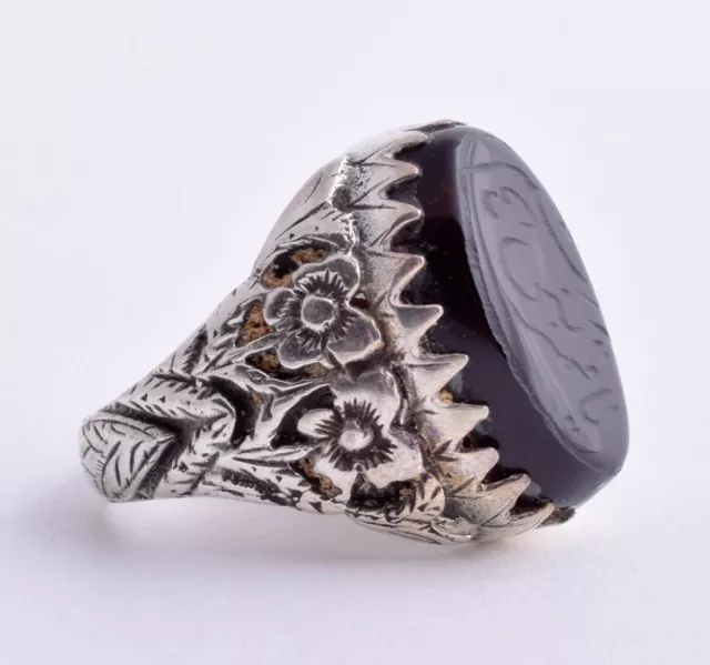 Islamic Engraved agate aqeeq aqiq 925 sterling Silver Men Ring-yemen-yemeni-DHL 3