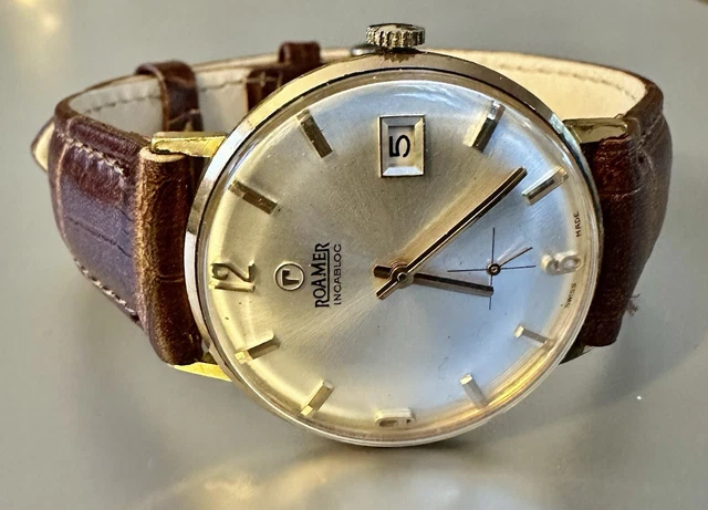 VINTAGE SWISS ROAMER Mechanical Incabloc 17 Jewels Men s Watch Great Cond Gold 88.99 PicClick UK