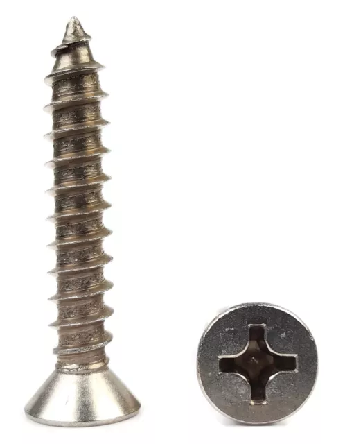 #14 Sheet Metal Screws - 316 Stainless Steel Phillips Flat Head - Select Size