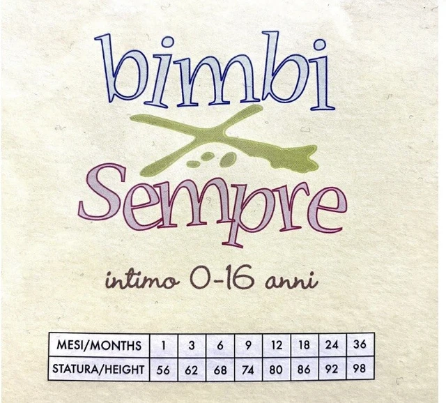 BODY LUPETTO NEONATO MANICA LUNGA “BIMBI PER SEMPRE” IN CALDO COTONE Conf 6 Pz 8