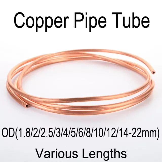 Copper Pipe Tube Microbore 1.8-22mm Various Size Microbore Gas Water Lpg Oil Diy