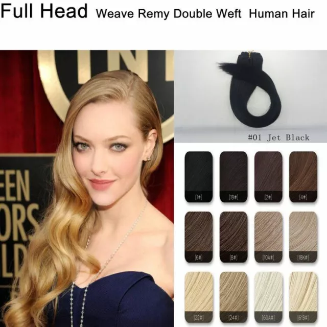 20'' 100G Full Head One Peice Weave Remy Double Weft Real Human Hair Extensions