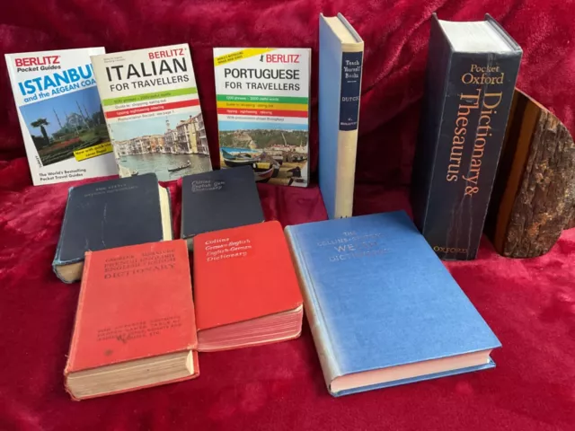 Vintage Buch Lot x 10 Wörterbuch Phase Englisch Deutsch Französisch Walisisch Niederländisch Italienisch