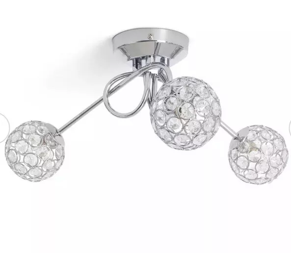 Argos Home Beaded Globes 3 Arm Ceiling Light - Metallic( Box Is Damaged )