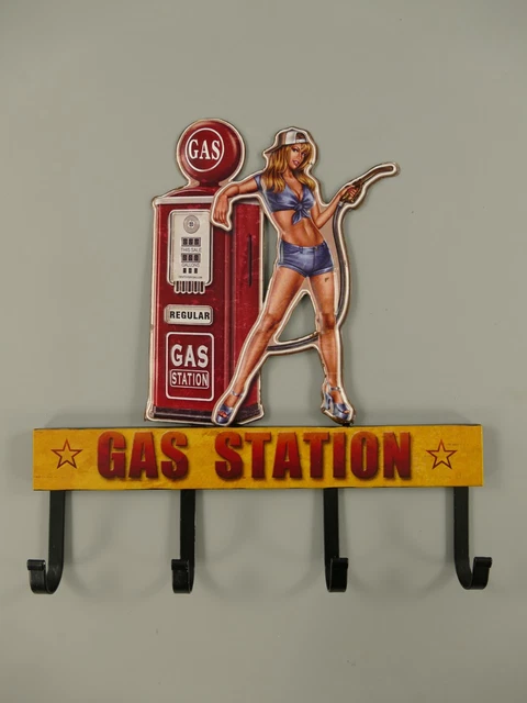 Gancio da Parete Appendiabiti " Gas Stazione " di Servizio Pinup Benzina Nuovo