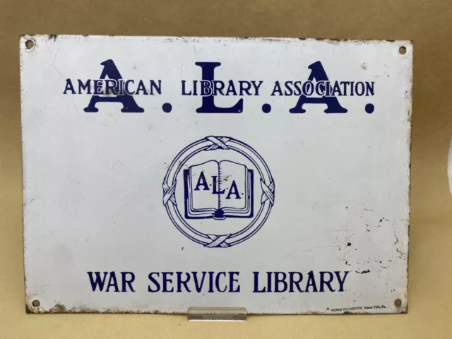 Emailleschild Blechschild AMERICAN LIBRARY ASSOCIATION WAR SERVICE LIBRARY