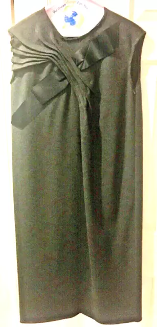 Women’s LANVIN France Charcoal Gray Flannel Dress Size 10 Grey Chest Bow