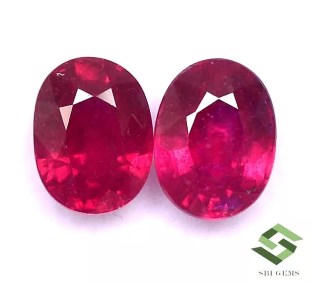 8x6 mm Natural Ruby Oval Cut Pair 4.03 Cts Calibrated Faceted Loose Gemstones GF