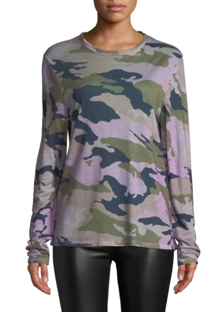 $158 Zadig & Voltaire Willy Lin Ao Camou Pink Camo Slub Weave Linen Top S