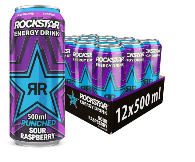 Energydrink Rockstar Blue Raspberry 10x 500 ml incl. 2,50 cauzione NUOVO MHD 02/24