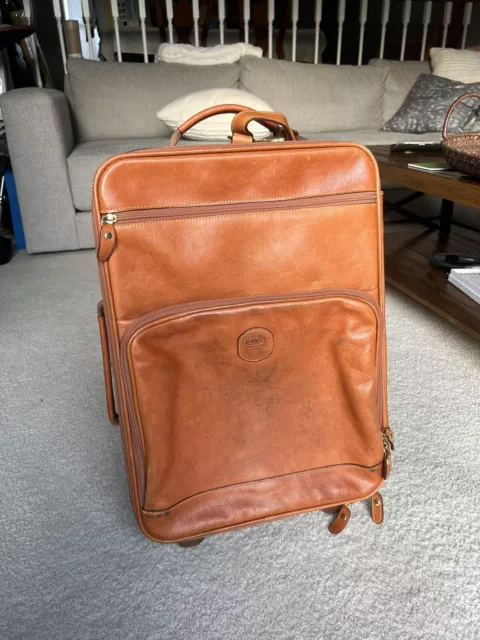 Bric's Luggage 21"  Rolling Luggage, Leather, Tan, Made In Italy