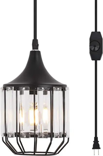 Hanging Lamps Swag Lights Plug in Pendant Light 16 FT Cord and Chain Black