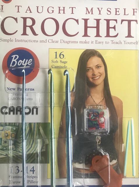 Kit de libro, ganchos, marcadores y bobinas Boye I Taught Myself To Crochet #6397 LEER