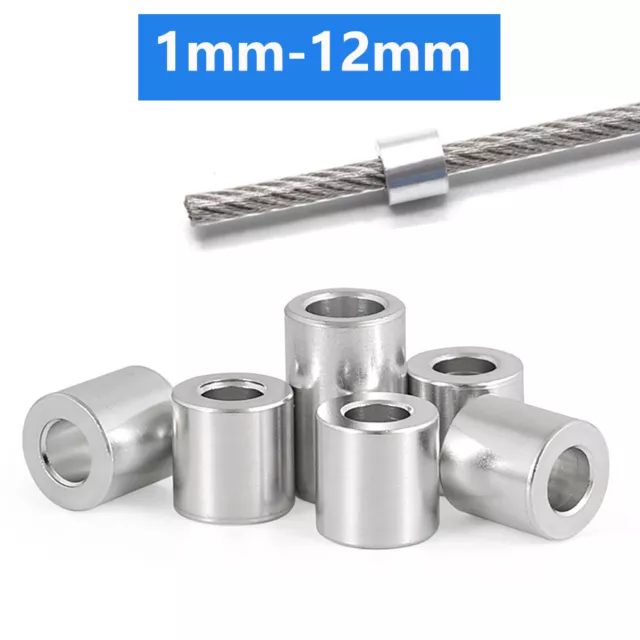 Round Aluminium Crimp End Stops Ferrules For 1mm-12mm Stainless Steel Wire Rope