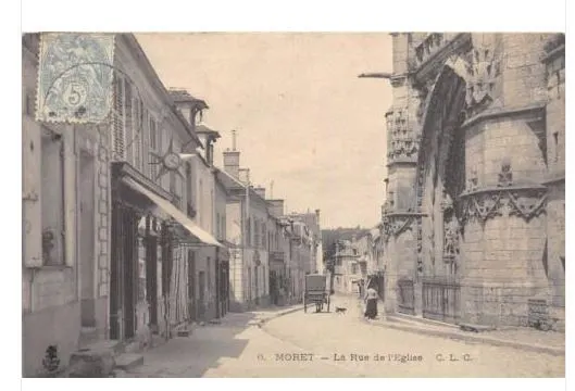 Cpa 77 Moret La Rue De L'eglise