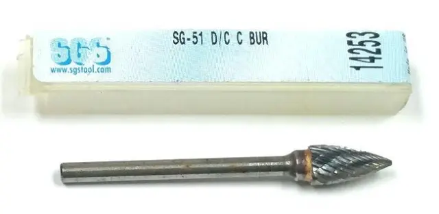1/4" SG-51 Carbide Double Cut Burr SGS 14253