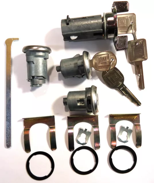 New GM OEM Chrome Ignition/Doors/Trunk Lock Key Cylinder Set With Keys To Match