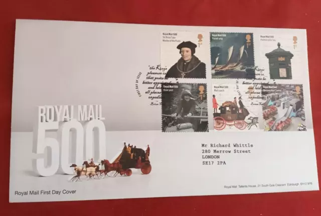 2016 Royal Mail 500 Anniversary 6 GB Stamps First Day Cover Pictorial SHS